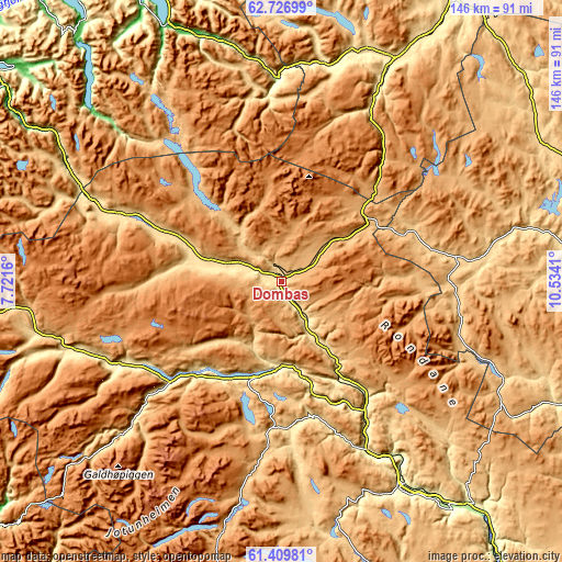 Topographic map of Dombås