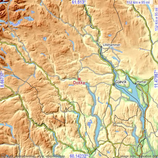 Topographic map of Dokka