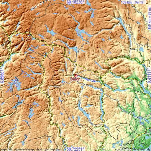 Topographic map of Dalen