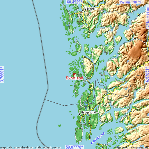 Topographic map of Svortland