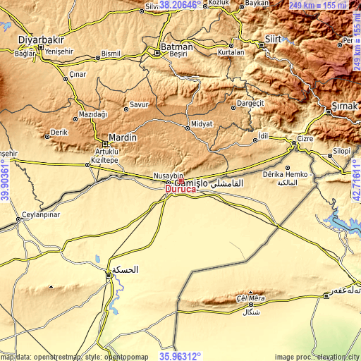 Topographic map of Duruca