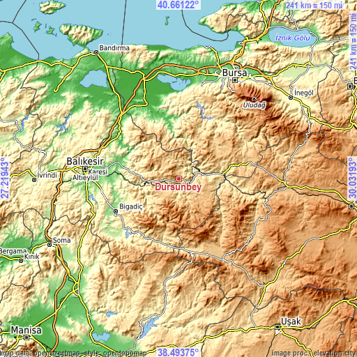 Topographic map of Dursunbey