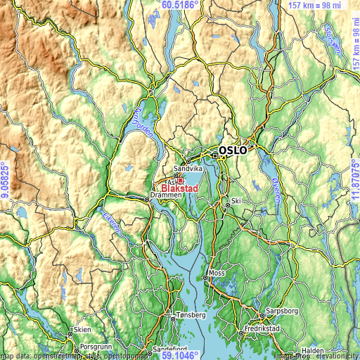 Topographic map of Blakstad