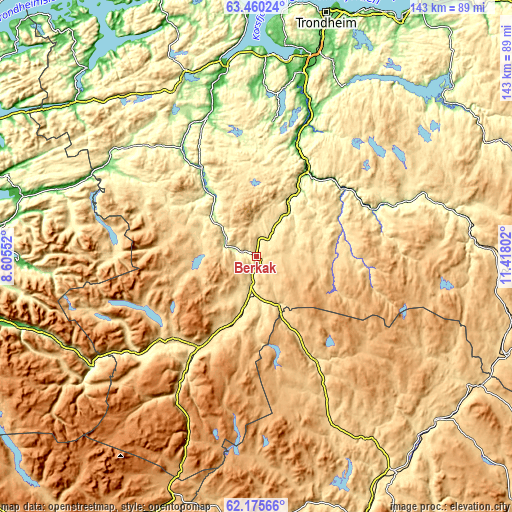 Topographic map of Berkåk