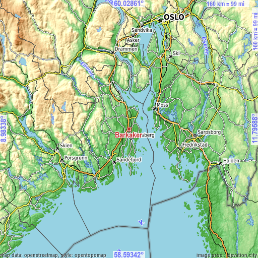 Topographic map of Barkåker