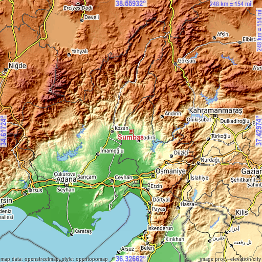 Topographic map of Sumbas