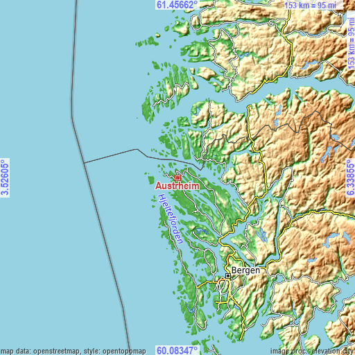 Topographic map of Austrheim