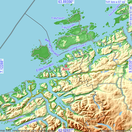 Topographic map of Aure