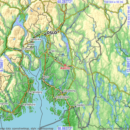 Topographic map of Askim