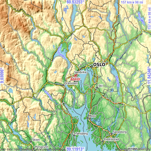 Topographic map of Asker