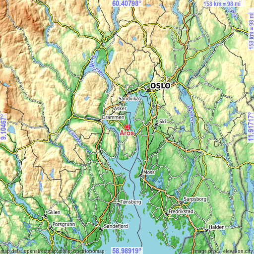 Topographic map of Åros