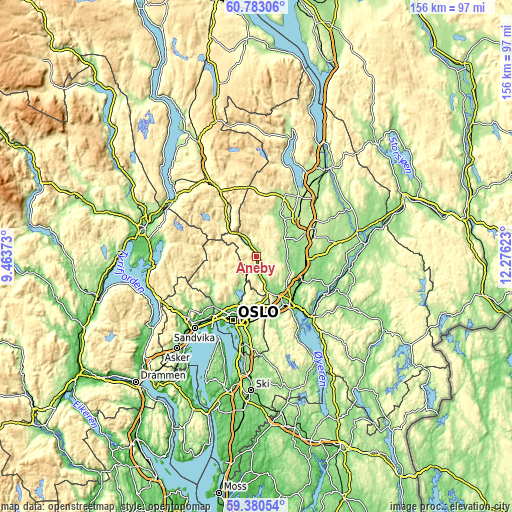 Topographic map of Åneby