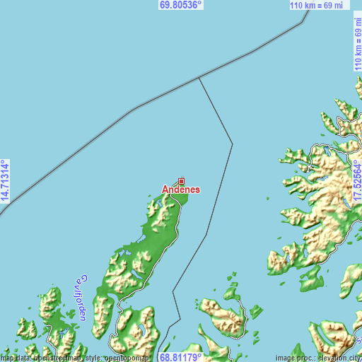 Topographic map of Andenes