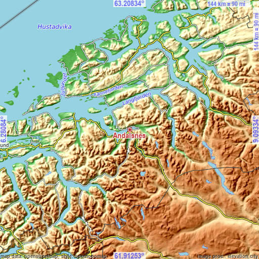 Topographic map of Åndalsnes