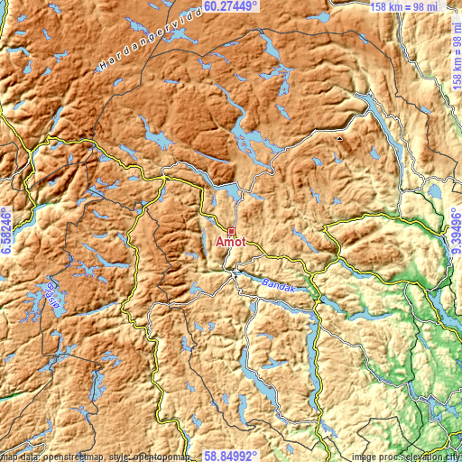 Topographic map of Åmot