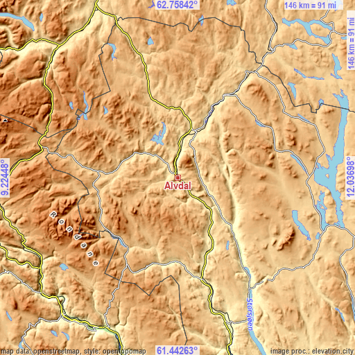 Topographic map of Alvdal