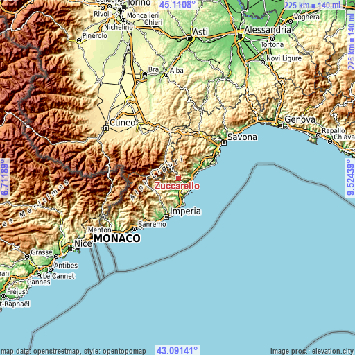 Topographic map of Zuccarello