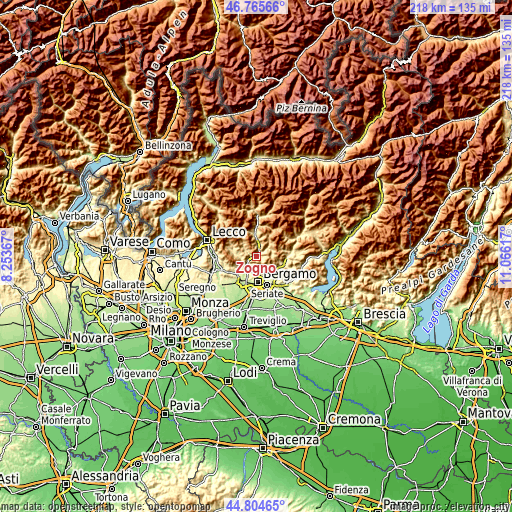 Topographic map of Zogno