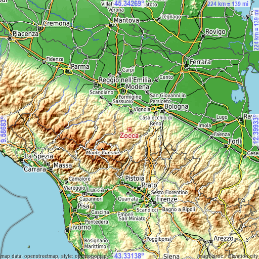 Topographic map of Zocca