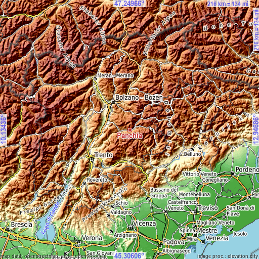 Topographic map of Panchià