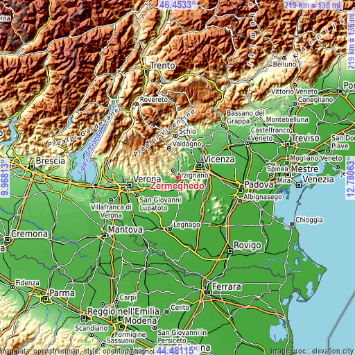 Topographic map of Zermeghedo