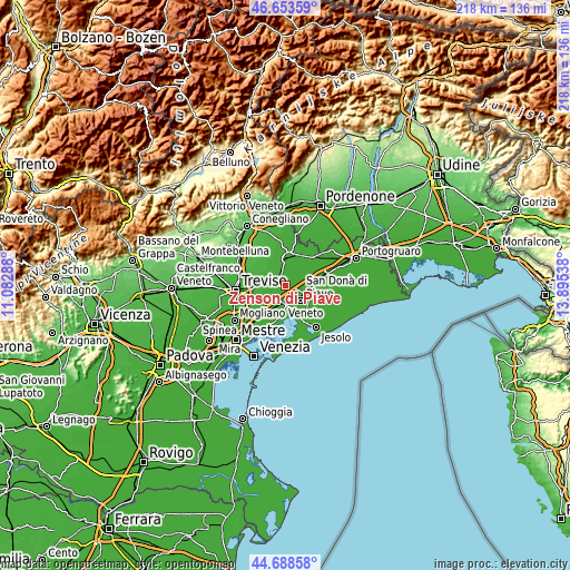 Topographic map of Zenson di Piave