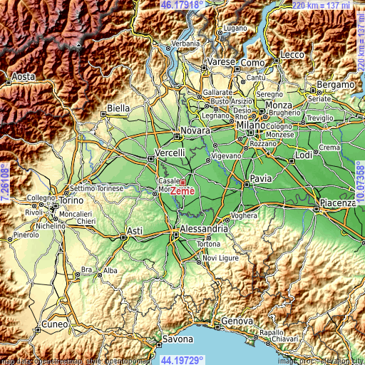 Topographic map of Zeme