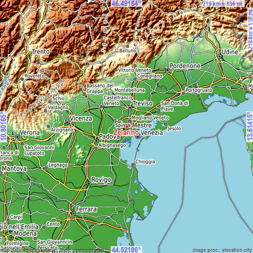 Topographic map of Zelarino