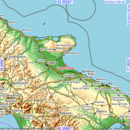 Topographic map of Zapponeta