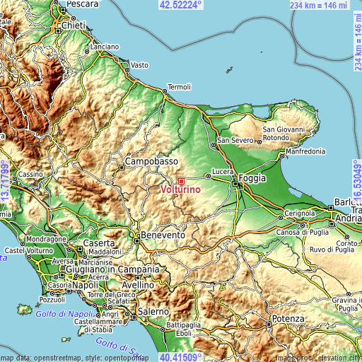 Topographic map of Volturino