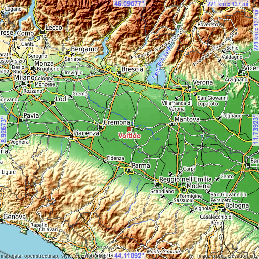 Topographic map of Voltido