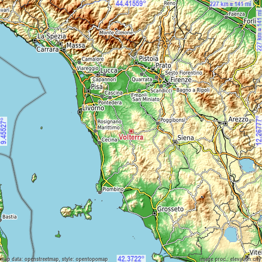 Topographic map of Volterra