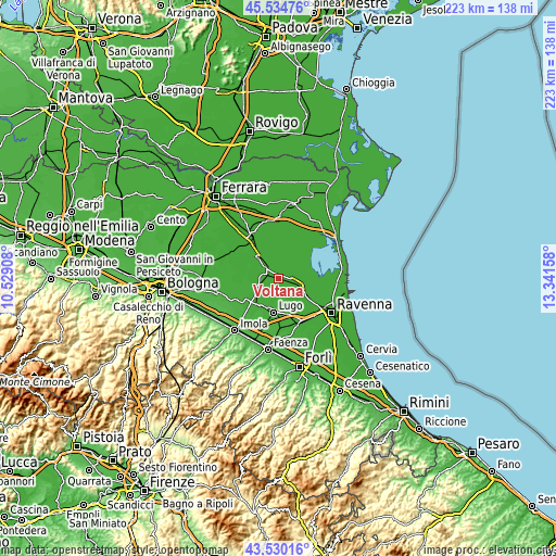 Topographic map of Voltana