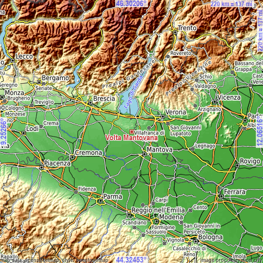 Topographic map of Volta Mantovana