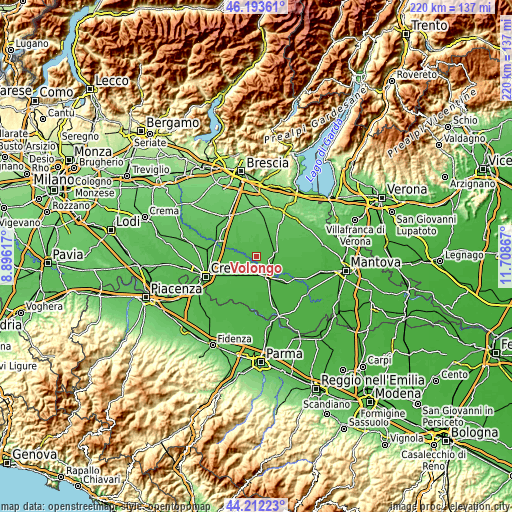 Topographic map of Volongo