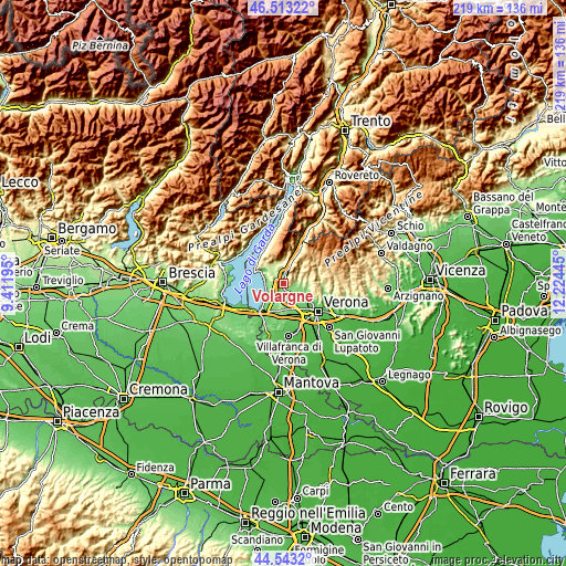 Topographic map of Volargne