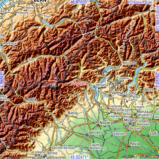 Topographic map of Vogogna