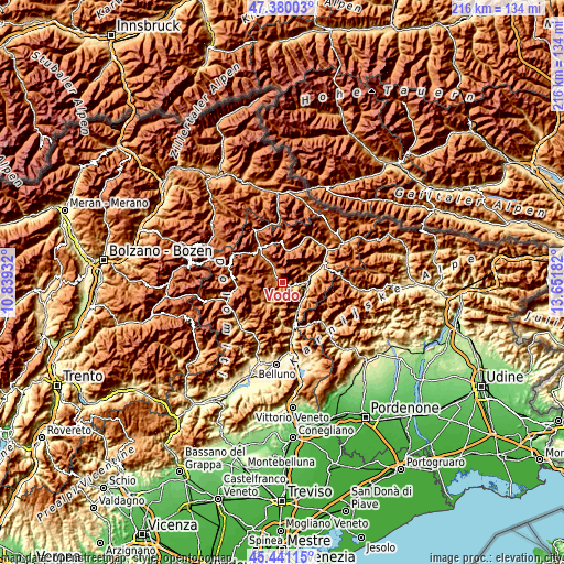 Topographic map of Vodo