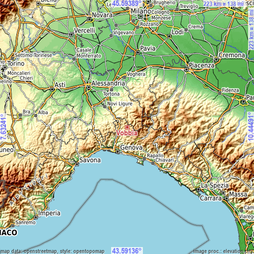 Topographic map of Vobbia