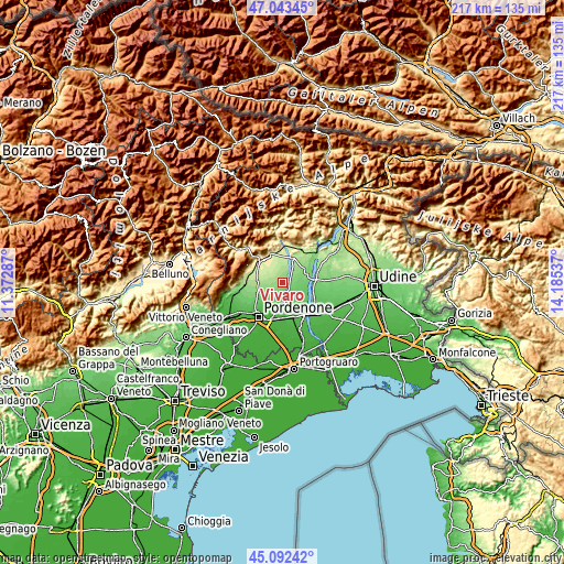 Topographic map of Vivaro