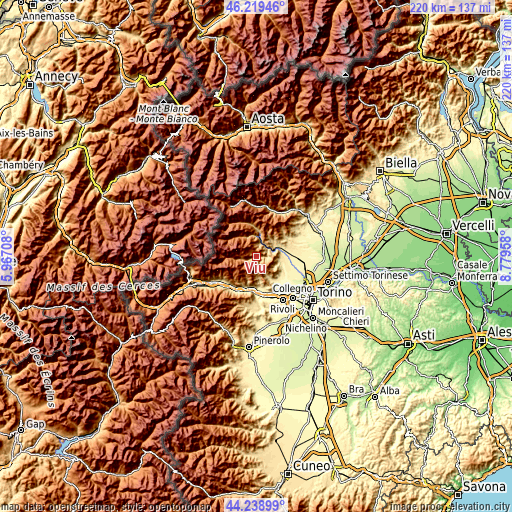 Topographic map of Viù