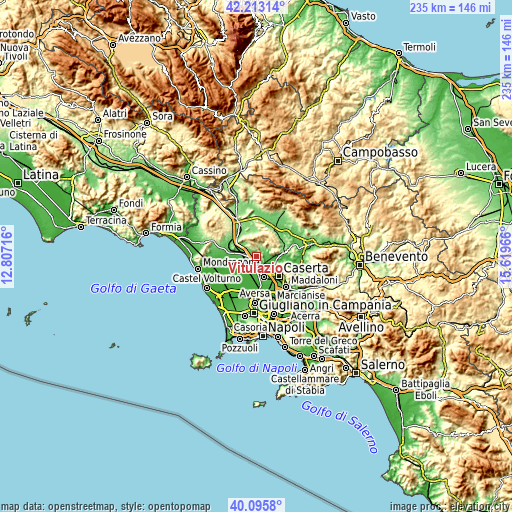 Topographic map of Vitulazio