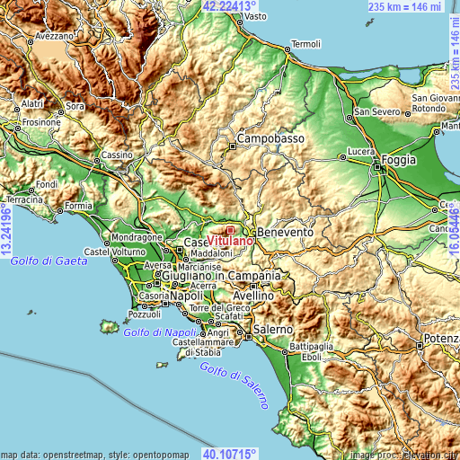 Topographic map of Vitulano