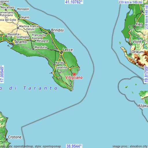 Topographic map of Vitigliano