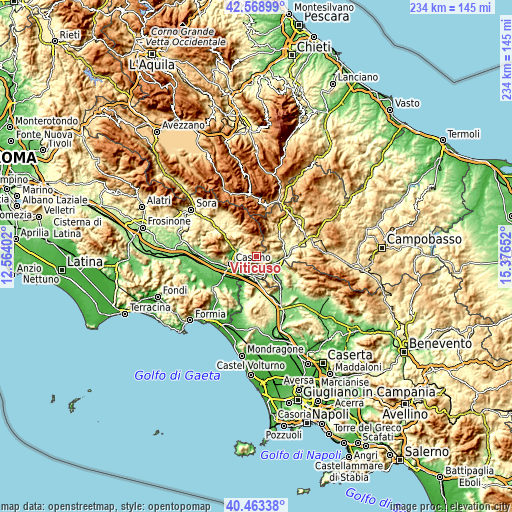 Topographic map of Viticuso