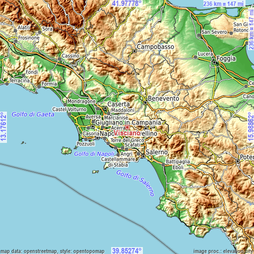 Topographic map of Visciano