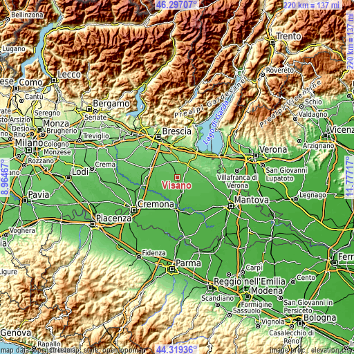 Topographic map of Visano