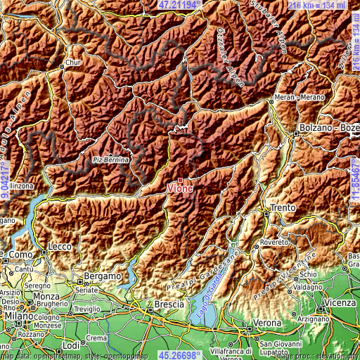 Topographic map of Vione