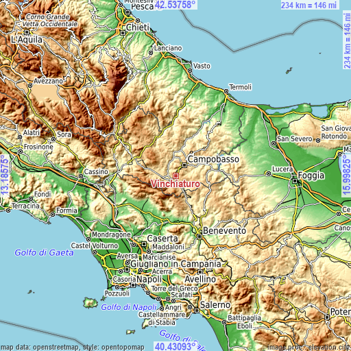 Topographic map of Vinchiaturo