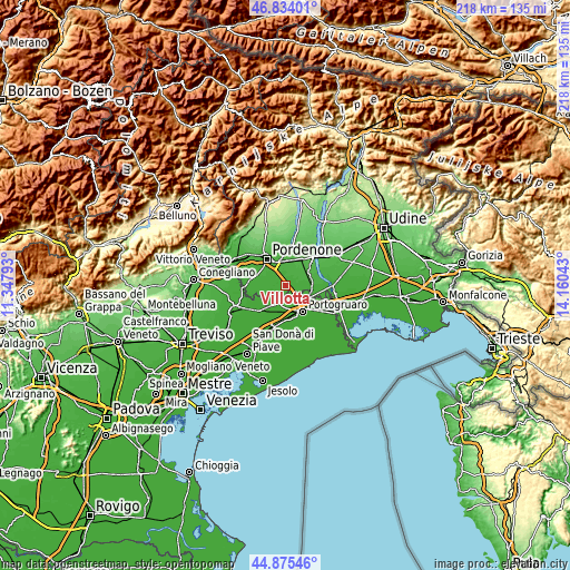 Topographic map of Villotta